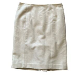 Rebecca Taylor Winter White Wool-Blend Pencil Skirt with Back Detail 8